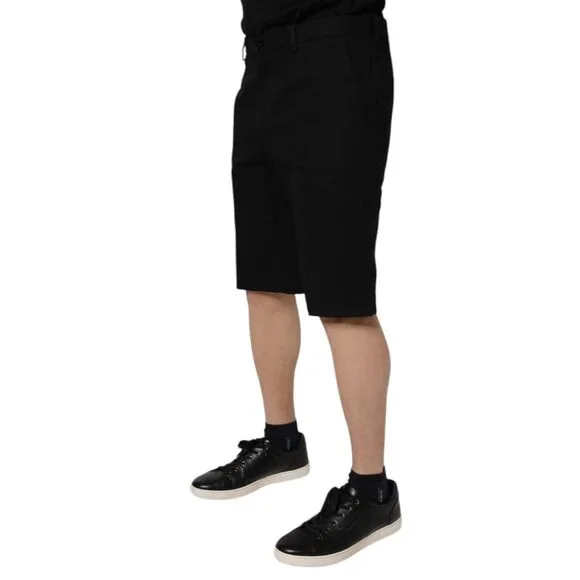 Dolce & Gabbana Black Cotton Stretch Mid Waist Bermuda Shorts Mens Shorts